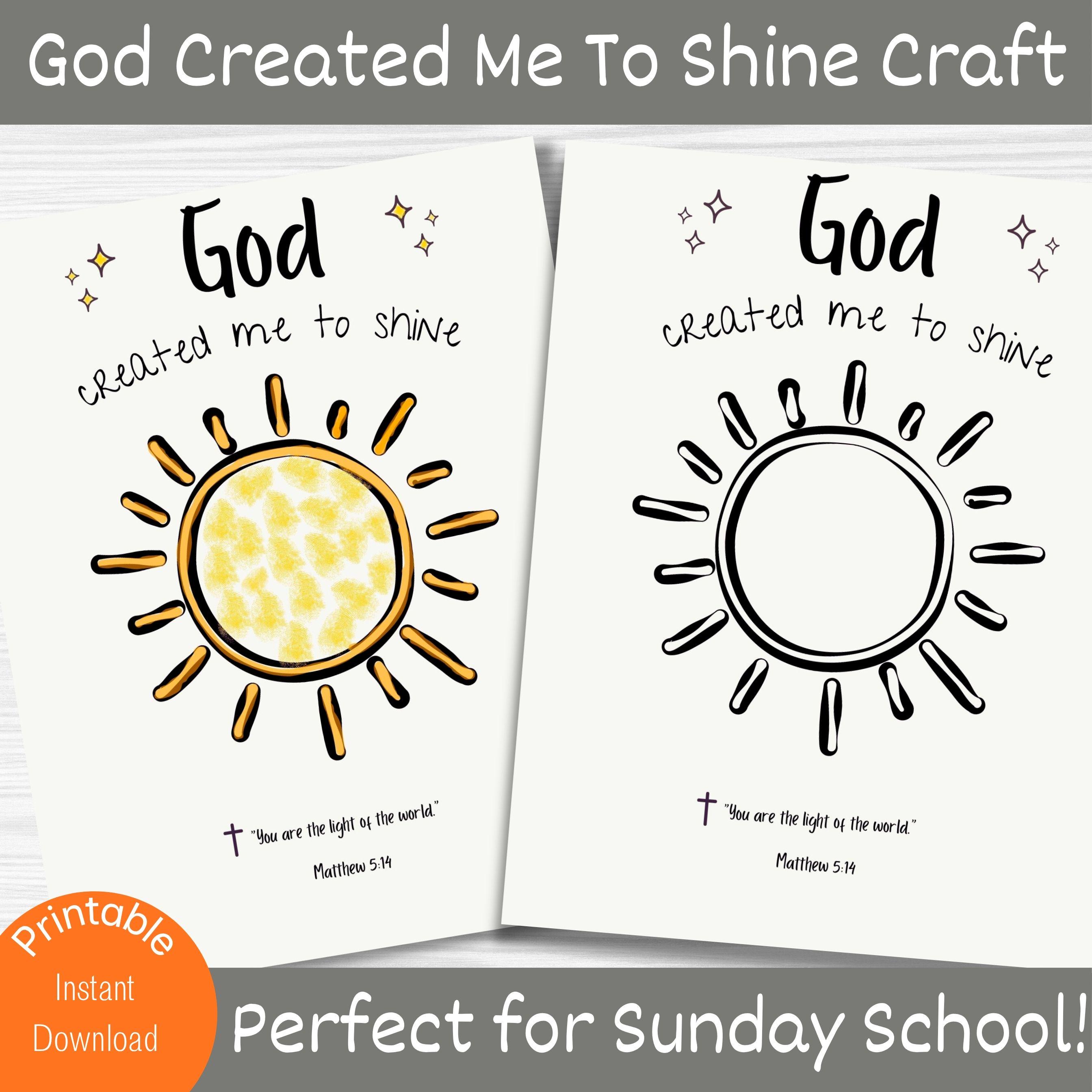 37 Bright & Fun Sun Crafts for Kids 15 God Created Me to Shine Craft - Christian Kids Activity, Matthew…
