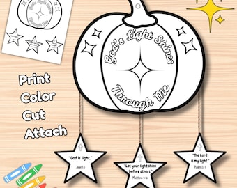 God’s Light Shines Through Me Mobile Craft – Christian Pumpkin Activity, Bible Verse Printable for Kids, Sunday School Fall Craft Activity