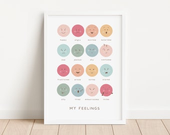 Rainbow Feelings Chart: Montessori Homeschool Decor (Digital Download)