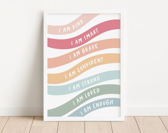 Rainbow Affirmations Print: Inspirational Nursery Wall Art (Digital Download)