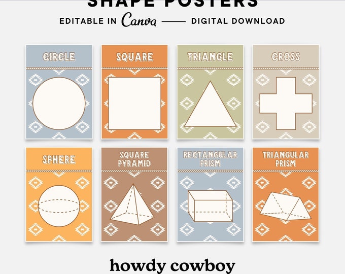 Printable Shape Posters, Classroom Display, Editable Canva Class Decor ...