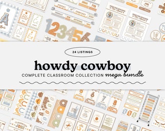 Western Classroom Decor Bundle: Cowboy Theme (Canva Templates, Digital Download)