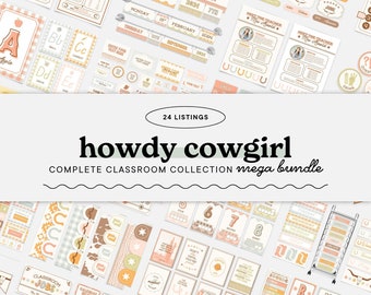 Western Classroom Decor Bundle: Editable Canva Templates (Digital Download)