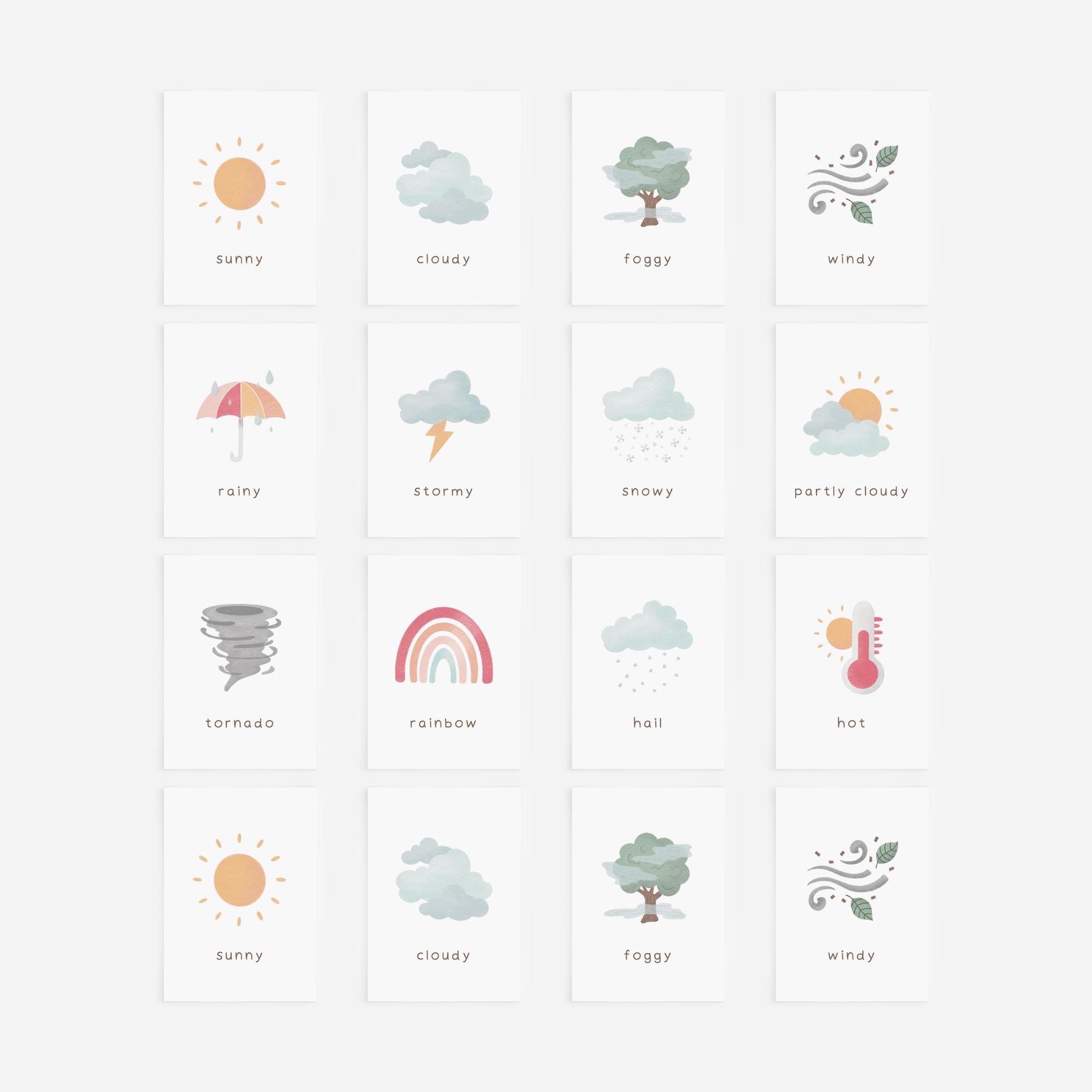 Weather Flash Cards: Montessori Homeschool Printable (digital Download ...