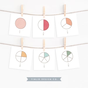 Fractions Flash Cards: Rainbow Montessori Homeschool Printable (Digital Download)