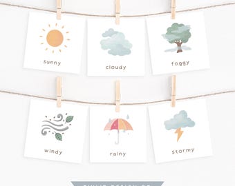 Weather Flash Cards: Montessori Homeschool Printable (Digital Download)