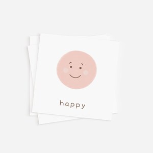 Close-up of a happy rainbow feelings flash card in pink, featuring a smiling face, perfect for teaching emotional intelligence to students.