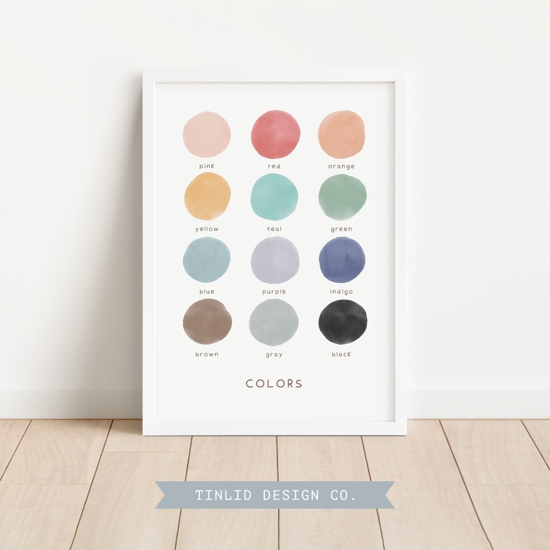 Educational Colors Poster, Printable Colors Wall Art, Rainbow Classroom Decor, Learn Color