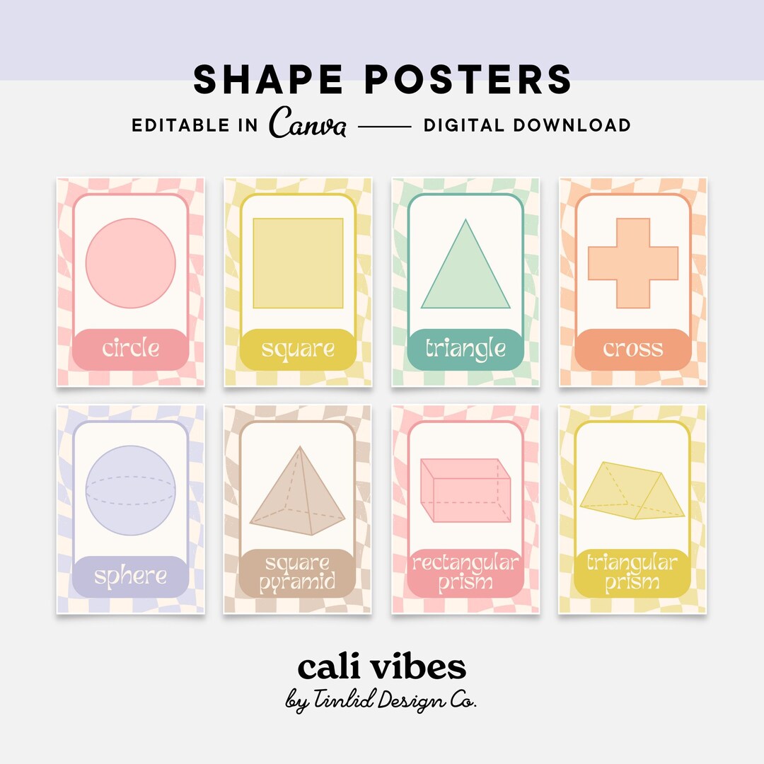 Printable Shape Posters, Classroom Display, Editable Canva Class Decor ...