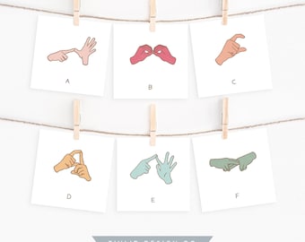 AUSLAN Alphabet Flash Cards: Australian Sign Language (Digital Download)