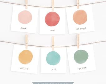 Tarjetas de acuarela para colorear: Montessori imprimibles para educación en casa (descarga digital)