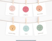 Feelings Flash Cards, Emotions Flashcards, Montessori Materials, Homeschool Printable, Rainbow Classroom Decor, Digital Download