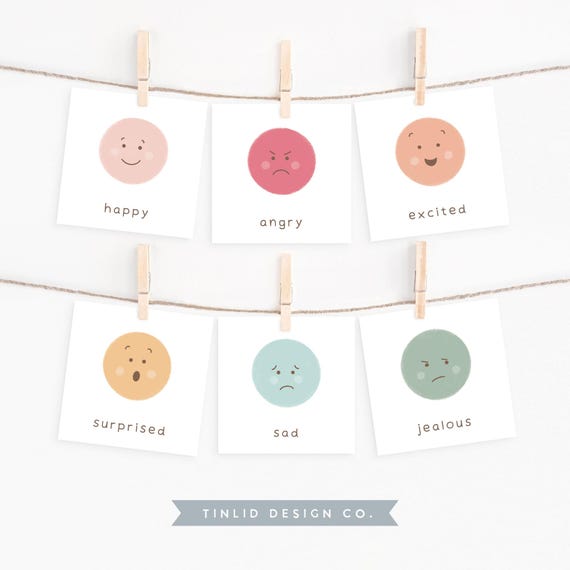 Feelings Flash Cards, Emotions Flashcards, Montessori Materials, Homeschool Printable, Rainbow Classroom Decor, Digital Download