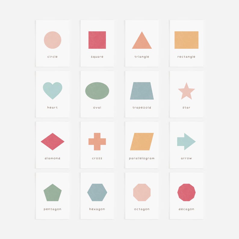 Rainbow Shapes Flash Cards: Montessori Homeschool Printable (digital ...