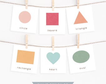 Rainbow Shapes Flash Cards: Montessori Homeschool Printable (Digital Download)