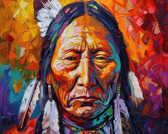Modern AI Interpretation of Sitting Bull, Art Print Décor