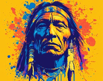 Comanche Chief AI Art Print: Vibrant Native American Wall Art (Digital Download)