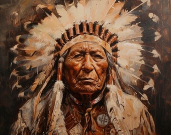 Guardian of the Plains: AI-Crafted Plains Chief in Neutral Tones