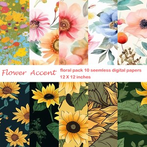 10 floral pack 10 seamless digital papers