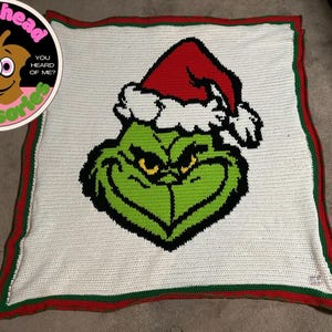 Crochet Grinch  Holiday Throw Blanket