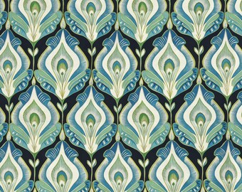 Ornate Peacock Bloom Pattern Velveteen Blanket-  Art Deco design with peacock and floral elements, a blend of elegance and modern style.
