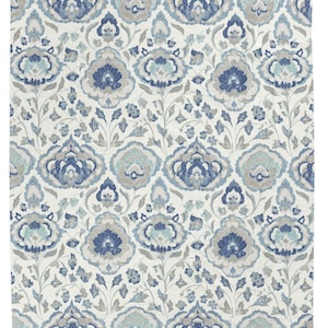 Opulent Blooms Boho Velveteen Blanket – Soft floral layers of blue, ivory & grey in a lush cozy botanical pattern