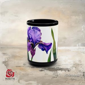Purple Iris Spring Mug, Floral Tea Cup, Botanical Coffee Mug, Gift For Her, Gardener Gift, Flower Lover Gift,  Botanical Mug, Wildflower Mug