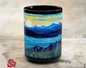 Olympic Sunrise Landscape Mug, Coffee Drinker Gift, Washington Mug, Seattle Mug, National Park Gift, Wildflower Mug, Olympic National Park
