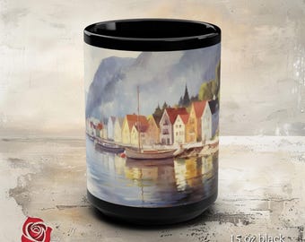 Norway Fjord Mug, Landscape Mug, Lake Mug, Fjord Mug, Nature Lover Gift, Mountain Cup, Scandinavian Nordic, Cottagecore, Vintage Norwegian