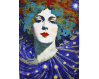 Mother Earth Velveteen Blanket – Art Nouveau Goddess, Celestial Design