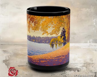 Golden Greenlake Mug, Autumn, Washington State Mug, Picnic Mugs, Waterfront Mug, Puget Sound Mug, Seattle Gifts, Pacific Northwest, Fall Mug
