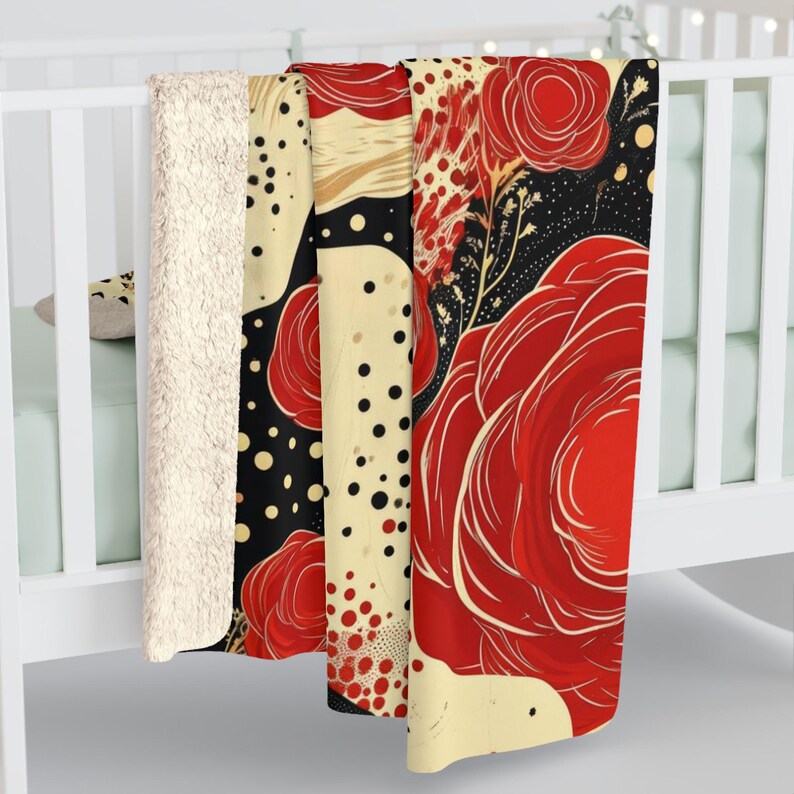 Cascading Roses Modern Chic Sherpa Blanket, a Cozy Luxe Throw, a Blend ...