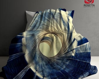 Blue Spiral Velveteen Blanket-  A soft, luxurious throw with a mesmerizing spiral design, perfect for adding style and warmth to any room.