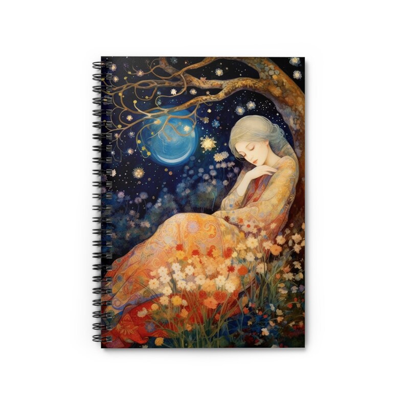 Moon Meditation Spiral Notebook, Fine Art Journal, Floral Notepad ...
