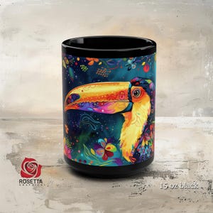 Tropical Toucan Mug, Bird Lover Gift, Bird Nerd, Bird And Flowers Mug, Bird Watcher Gift, Gifts For Mom,  Nature Lover Mug,  Birders Mug