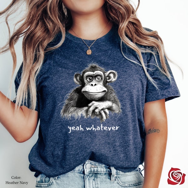 Yeah Whatever Monkey Shirt, Cool Ape Clothing, Zoo Clothing, Men Tshirt, Nature Lover Shirt, Retro Shirt, Animal Tee, Funny Monkey Tee