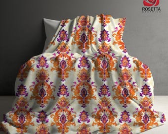 Majestic Floral Boho Velveteen Blanket Plush Couch Throw, Boho Sofa Blanket, Cozy Velveteen Throw, Boho Bedroom Blanket, Soft Touch Throw
