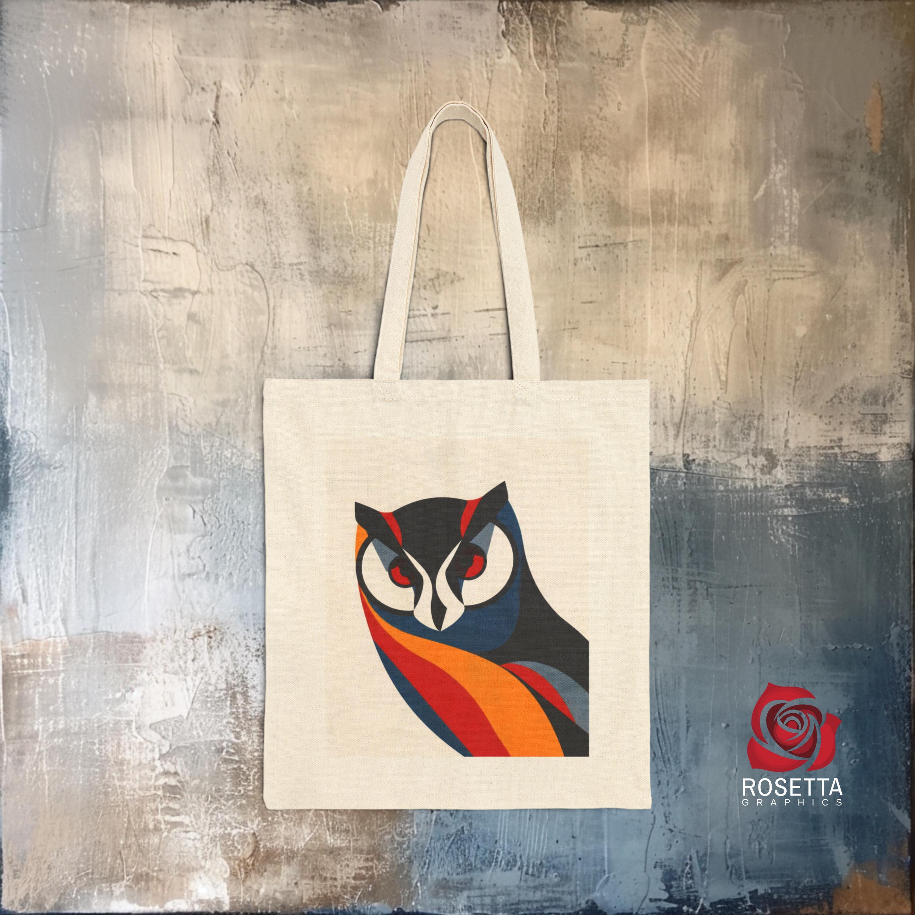 Abstract Bauhaus Owl Cotton Canvas Tote Bag -perfect for art lovers, book haulers, and everyday erra