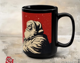 Classic Santa Christmas Ceramic Mug – Vintage Retro Santa Art Cup, Cozy Holiday Hot Cocoa Mug, Nostalgic Xmas Gift and Festive Winter Decor