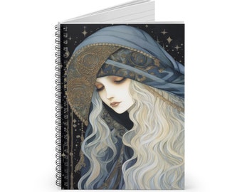 Moon Witch Spiral Notebook, Moon Magic, Witchcraft Art, Lunar Journal, Mystical Gift, Celestial Memoir, Enchanting Diary, Moon Phases