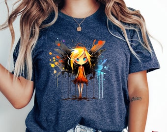 Blonde Paint Splash Fairy T-Shirt, fairy shirt, back to school, magic girl, fantasy tee, cute gift for her, magical shirt, cool girl t-shirt