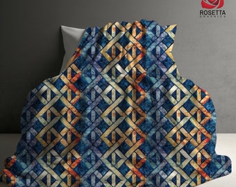 Celtic Rainbow Twist Sherpa Blanket – Rustic Irish Knot Pattern Fleece Throw, Cozy Celtic Style Sofa Blanket, Warm Geometric Couch Accent