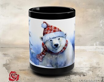 Polar Bear Jolly Christmas Ceramic Art Mug – Cozy Winter Cocoa Cup, Cute Holiday Bear Gift, Arctic Animal Lover Mug
