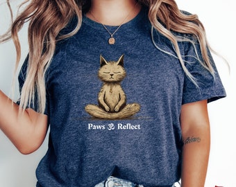 Paws and Reflect Cat Shirt, Meditation T-Shirt, Yoga Graphic Tee, Gift For Yogi, Namaste Shirt, Yoga T-shirt, Funny Yoga Gift, Cat Yoga