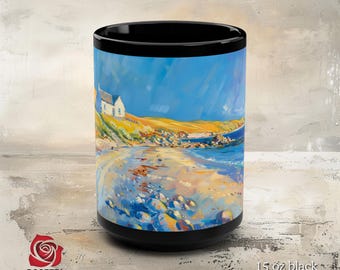 Irish Beach Bliss Mug, Irish Mug, Coffee Drinker Gift, Tea Lover Cup, Rainbow Mug, Cottage Mug, Ireland Mug, Beach Mug, Irish Countryside
