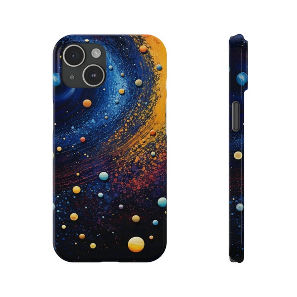 Galaxy Space iPhone Case, Universe Milky Way, Planets Stars Cell Phone Cover for 15 14 13 12 11 X XR XS 8 7 Slim Mini Plus Pro Max