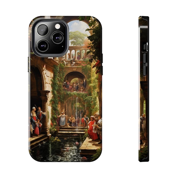 Renaissance Painting iPhone Case, Medieval Tough Cell Phone Cover For 15 14 13 12 11 X XR XS 8 7 SE Pro Max Plus Mini