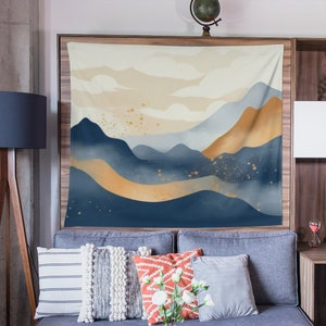 Mountain Tapestry Aesthetic, Boho Nature College Tapestry Wall Hanging, Dorm Room Decor, Abstract Forest Tapestries, Gift for Outdoors Lover