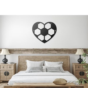 Heart Shape Soccer Ball Metal Wall Art, Large Metal Sign Gift for Soccer Lover, Gift for Soccer Player, Athlete Daughter Gift, Sports Room
