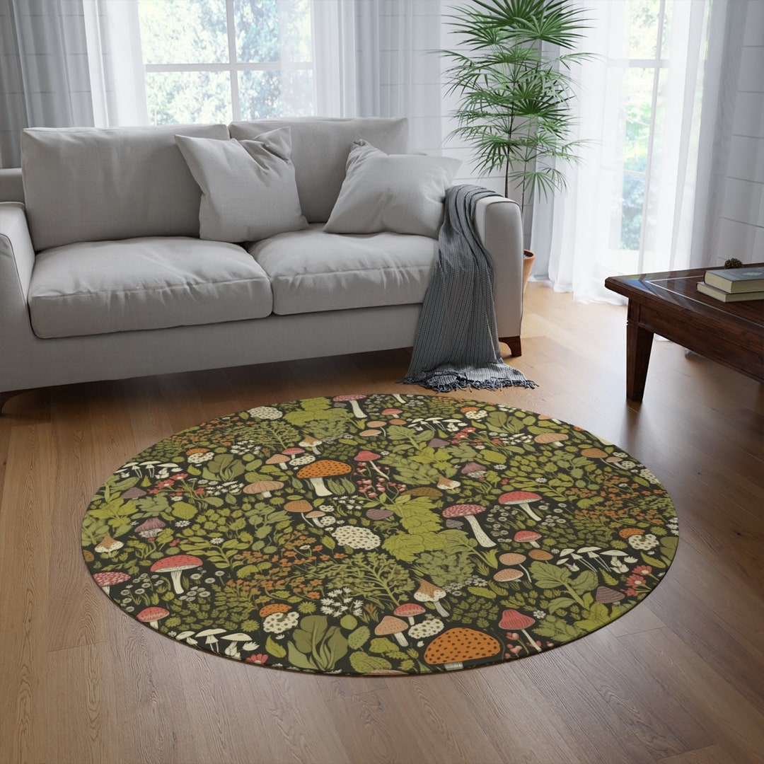 Cottagecore Mushroom Rug, Nature Inspired Large Area Rugs for Bedroom ...